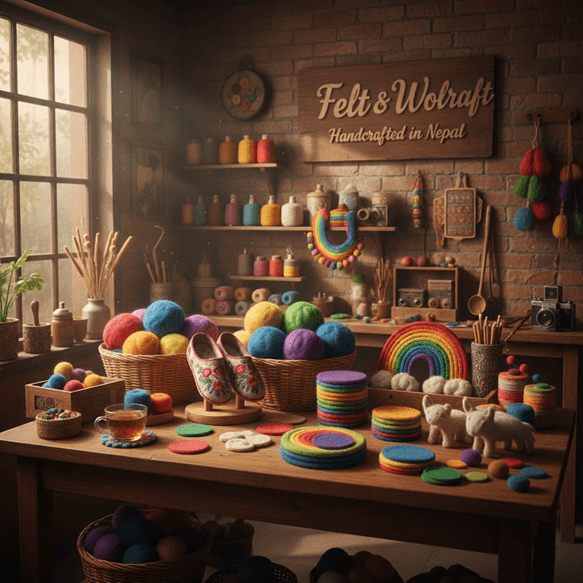 Nepali women artisans manufacturing handmade wool felt products in Kathmandu factory