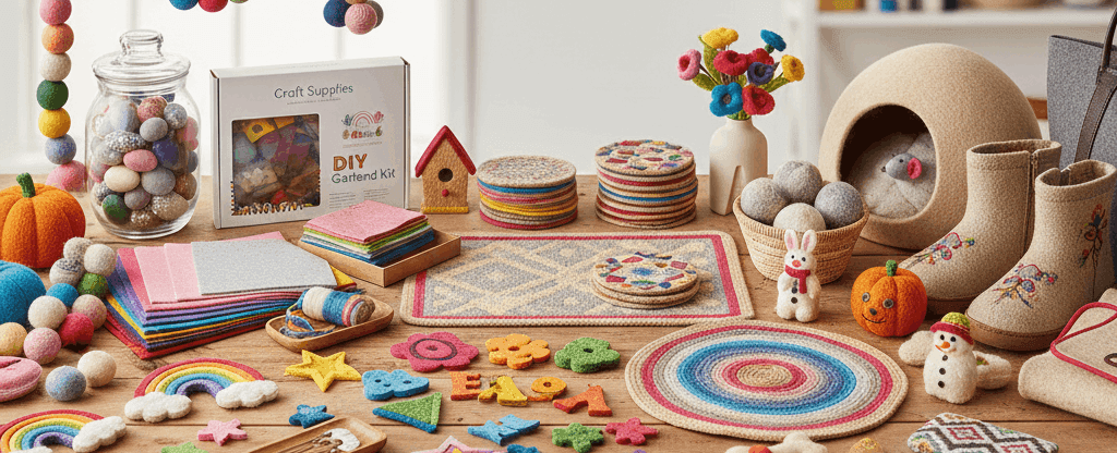 Handmade felt and wool product categories from Nepal