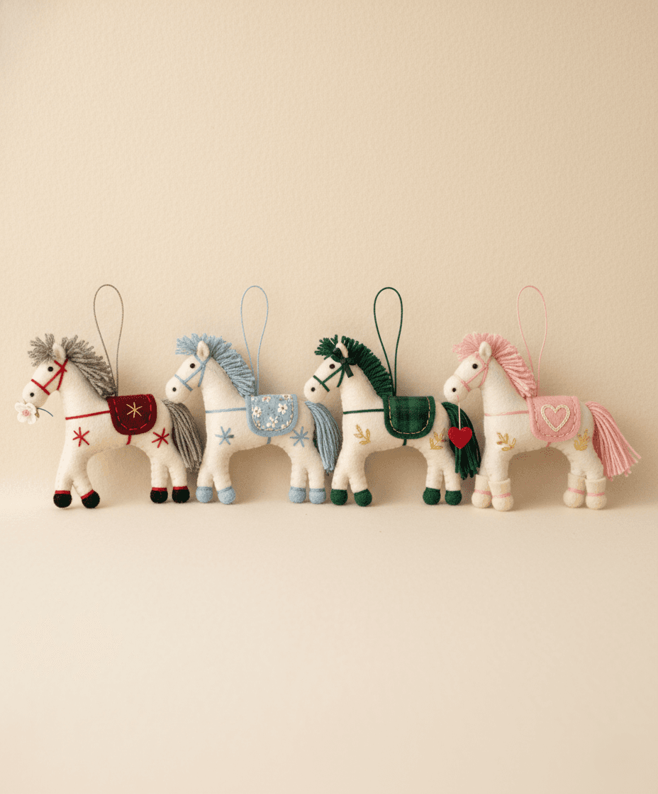 Felt Horse Keyring - Hand-Stitched Bag Charm - Handmade Felt Product from Nepal