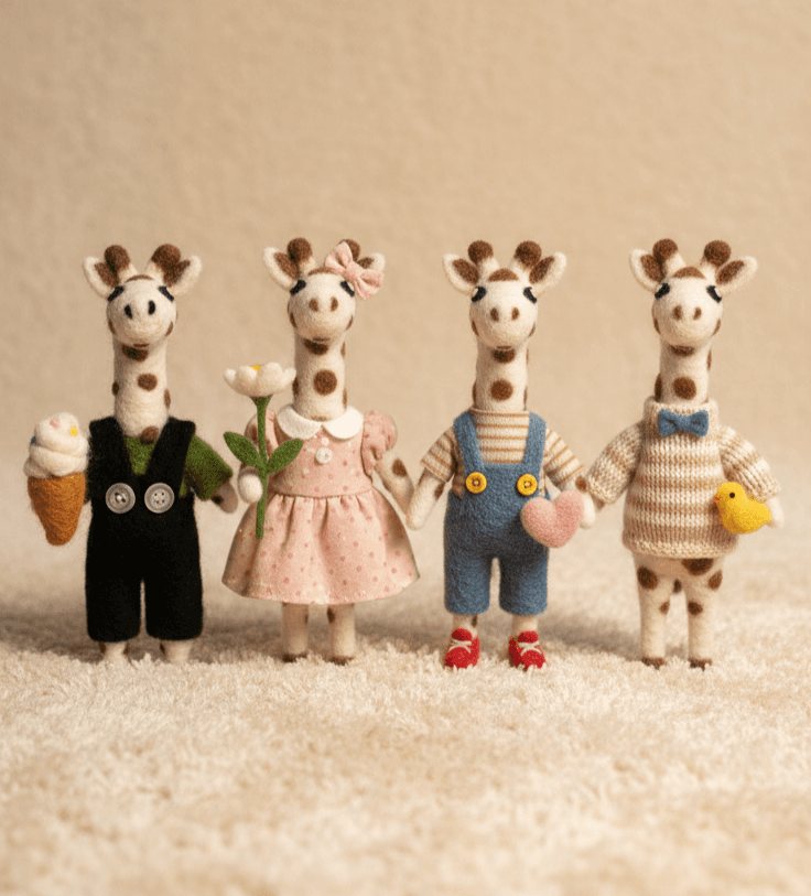 Hand-Dressed Felt Giraffe - Handmade Felt Product from Nepal