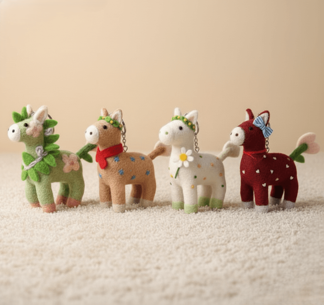Garden Pony Felt Keyring - Handmade Felt Product from Nepal