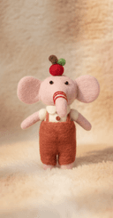 pink elephant keyring felt