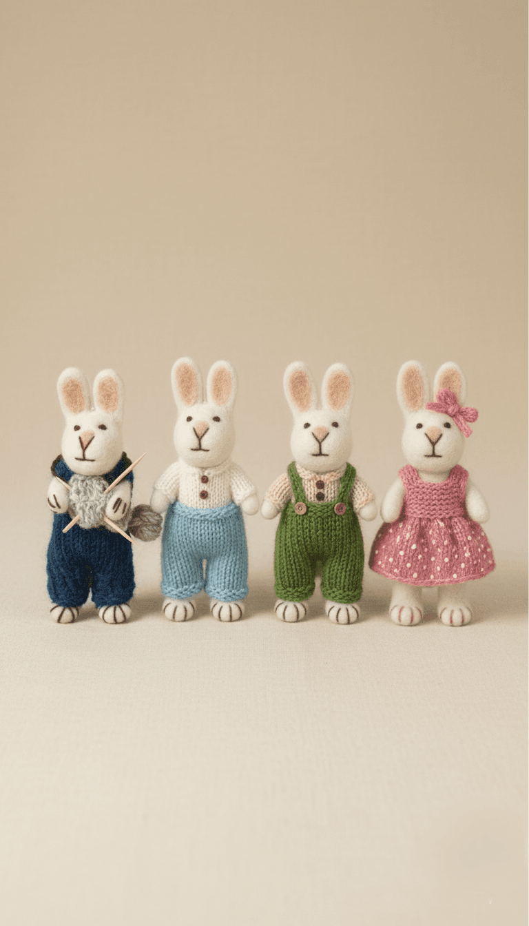 Handcrafted Felted Bunny - Handmade Felt Product from Nepal