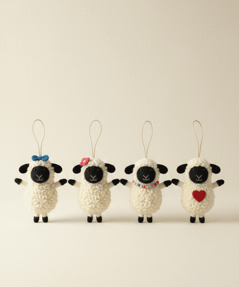 Lamb Ornament - Handmade Felt Product from Nepal