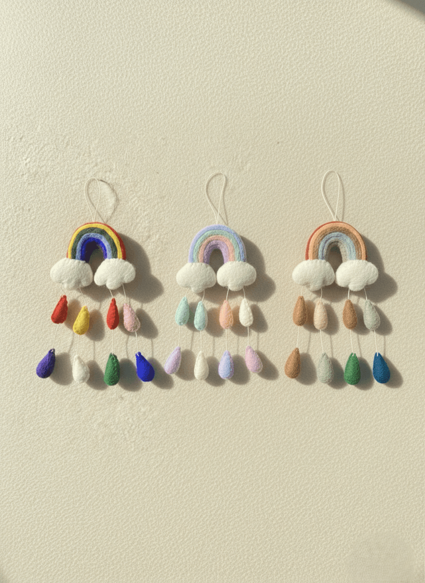 Rainbow Hand-Felted Wall Hanging - Handmade Felt Product from Nepal