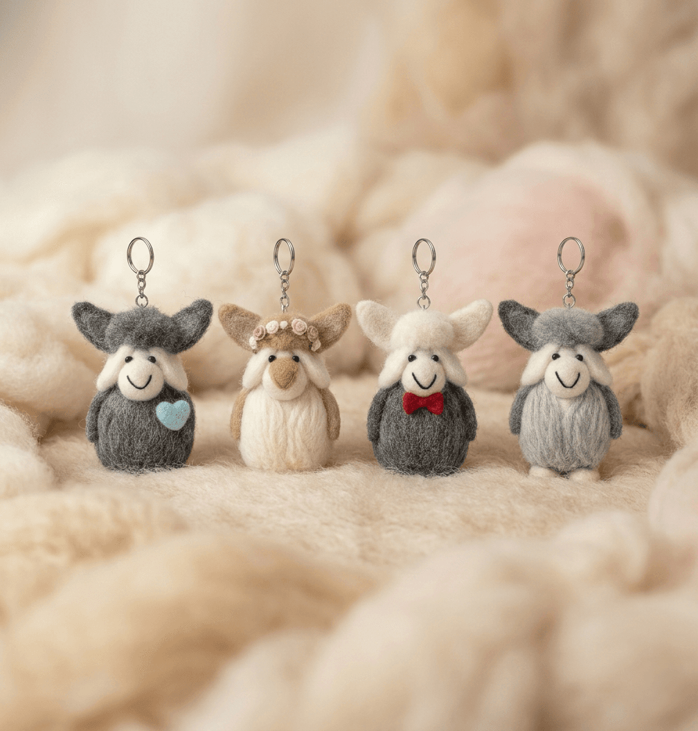 Himalayan Heart" Hand-Felted Yak Keychain - Handmade Felt Product from Nepal