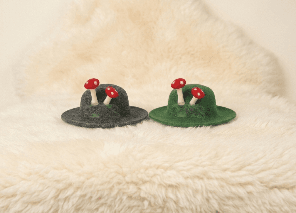 Mushroom Attached Hat - Handmade Felt Product from Nepal
