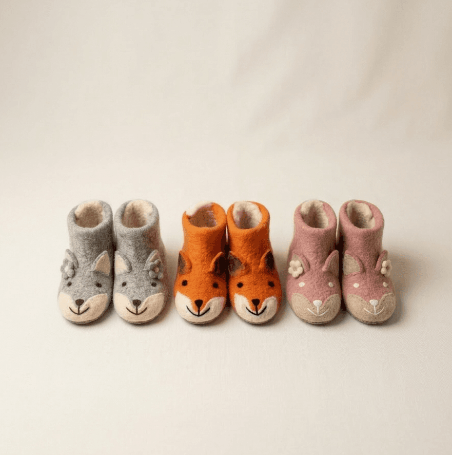 Little Forest Hand-Felted Fox Boots - Handmade Felt Product from Nepal