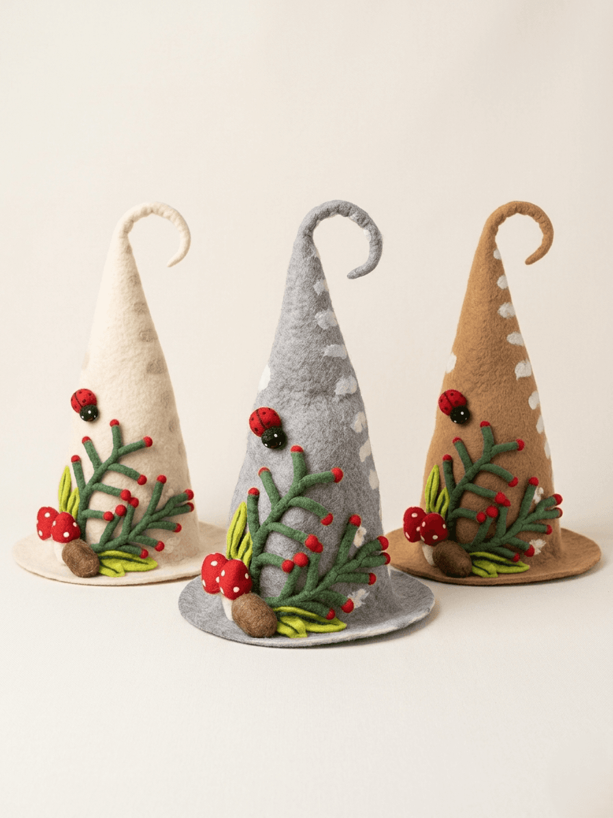 Hand-Felted "Secret Garden" Tapered Wool Hat - Handmade Felt Product from Nepal