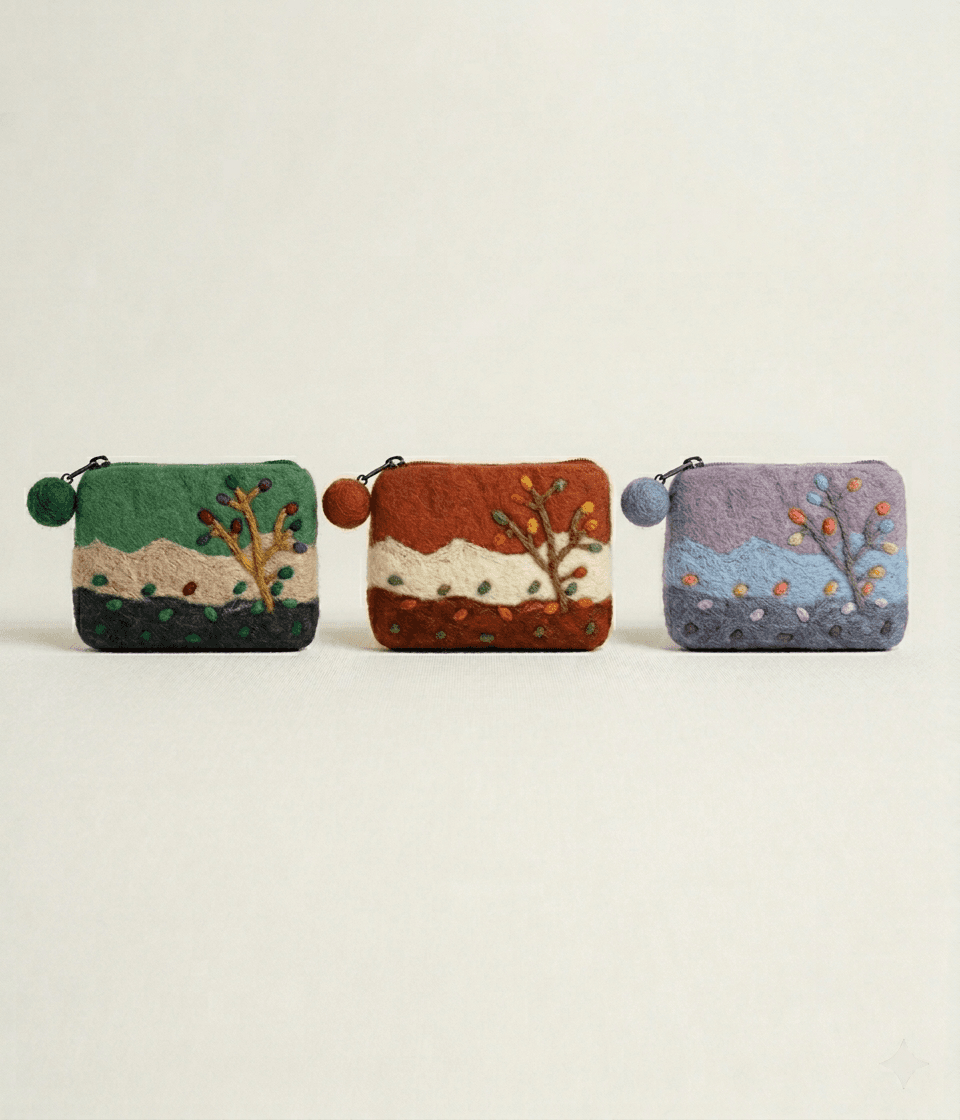 The Rolling Hills Pouch - Handmade Felt Product from Nepal