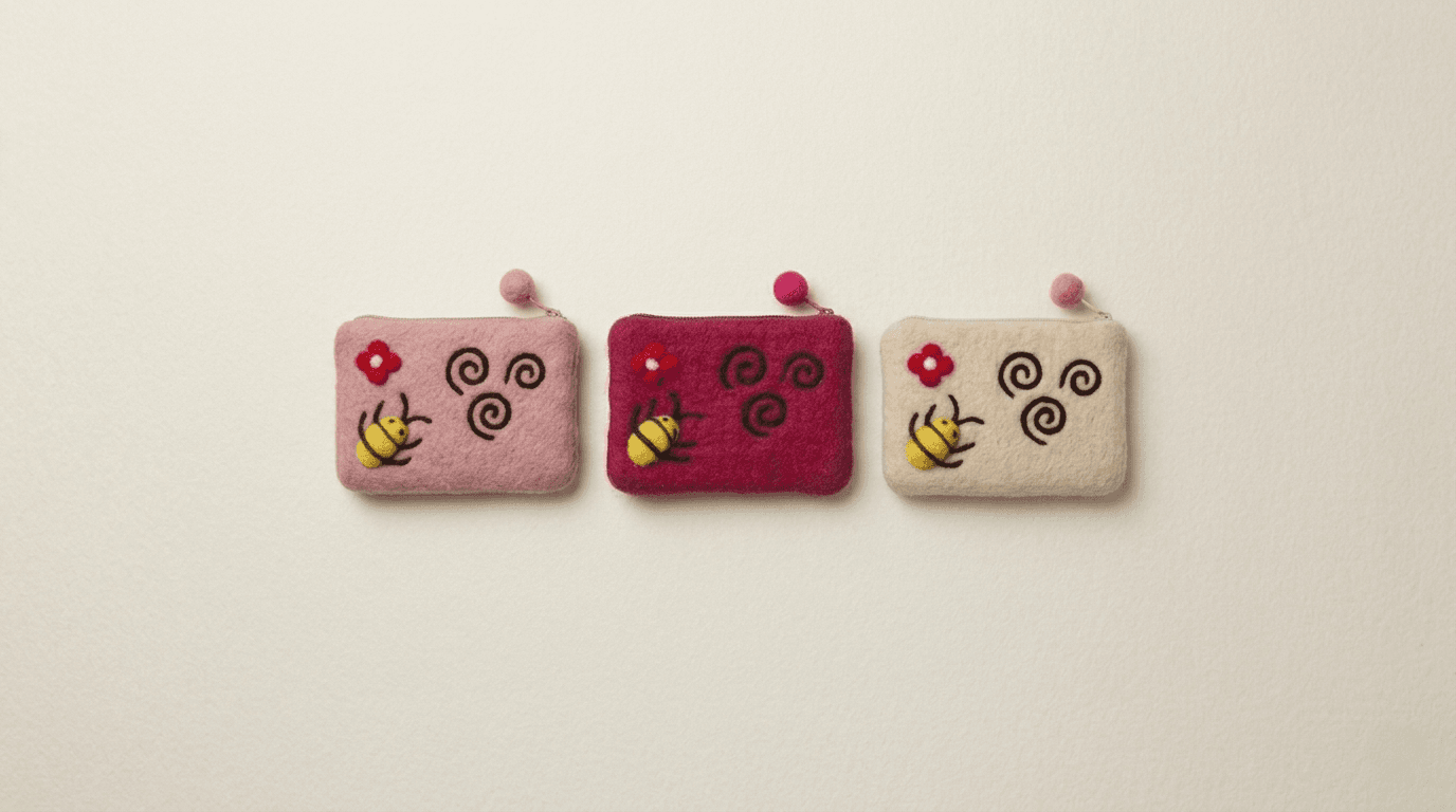 The Busy Bee Pouch - Handmade Felt Product from Nepal