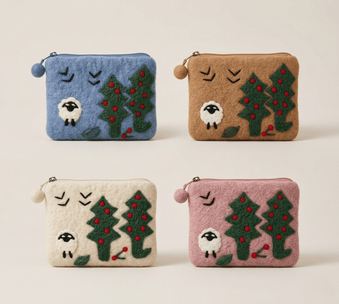 The Highland Forest Pouch - Handmade Felt Product from Nepal