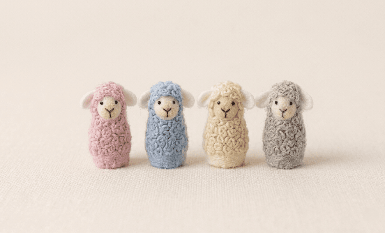 The Woolly Lamb Figure Puppets - Handmade Felt Product from Nepal