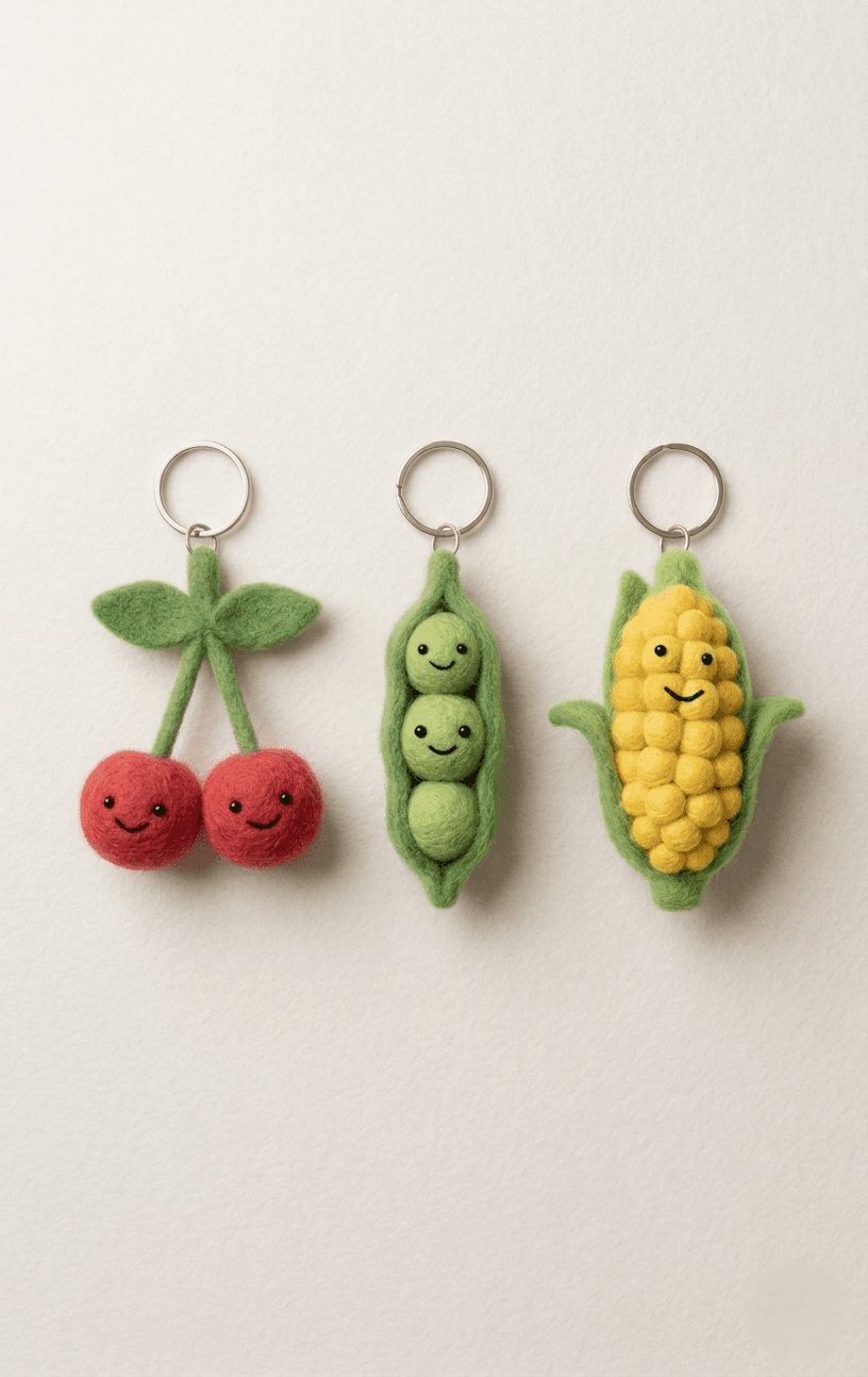 Tiny Root & Fruit KEYCHINS - Handmade Felt Product from Nepal