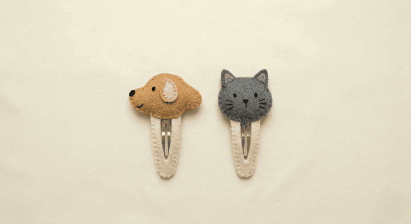 Felt Animal Hair Clips - Handmade Felt Product from Nepal