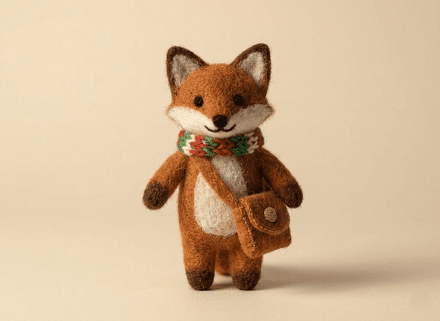 Woodland Fox with Scarf and Satchel