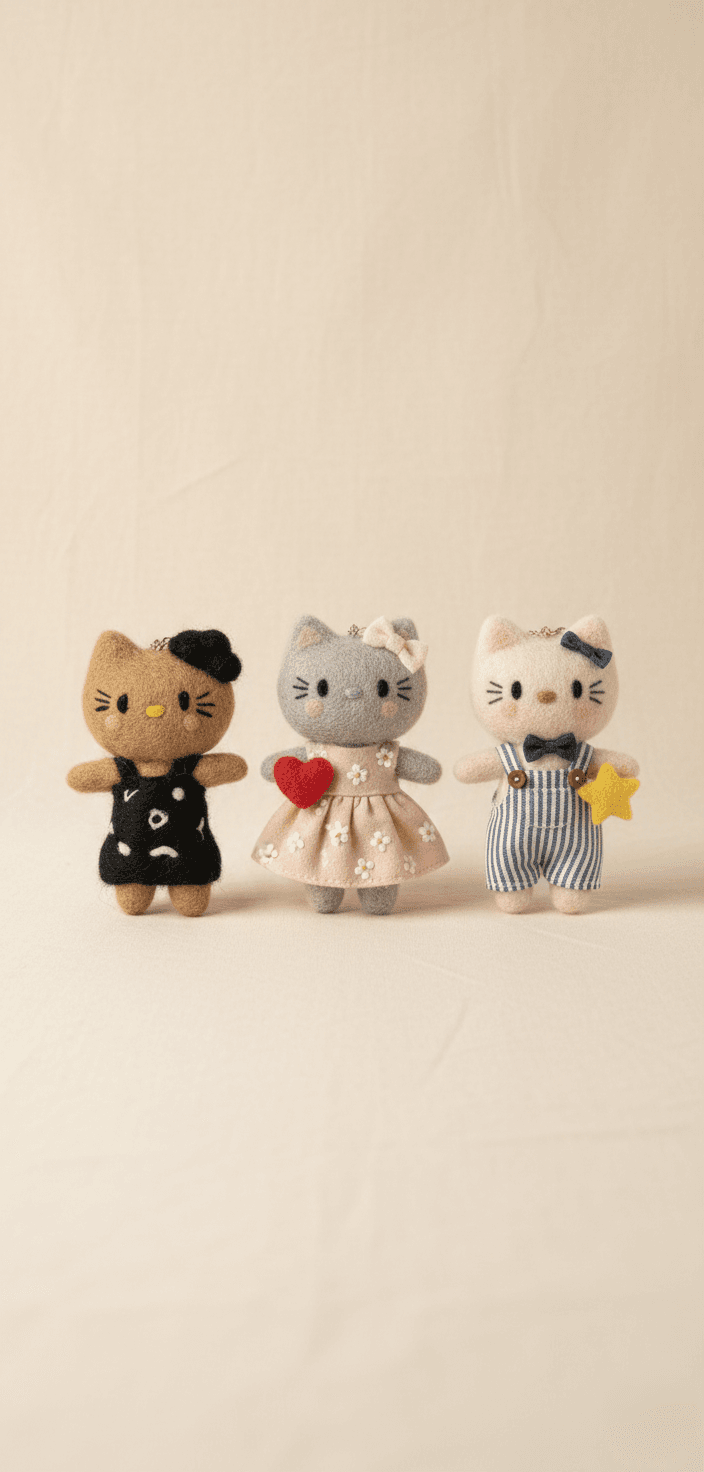 Stylish Kitty with Custom Outfit - Handmade Felt Product from Nepal