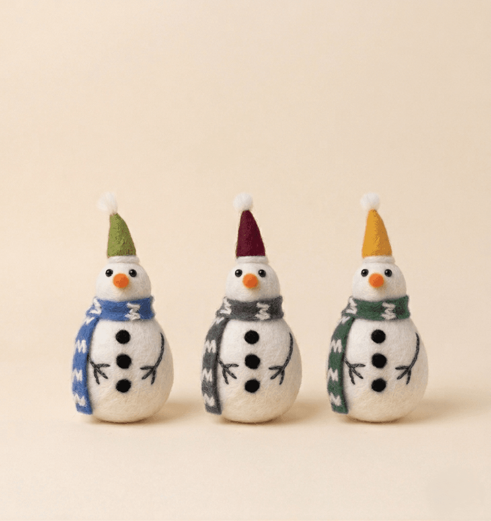 Felted Snowman - Handmade Felt Product from Nepal