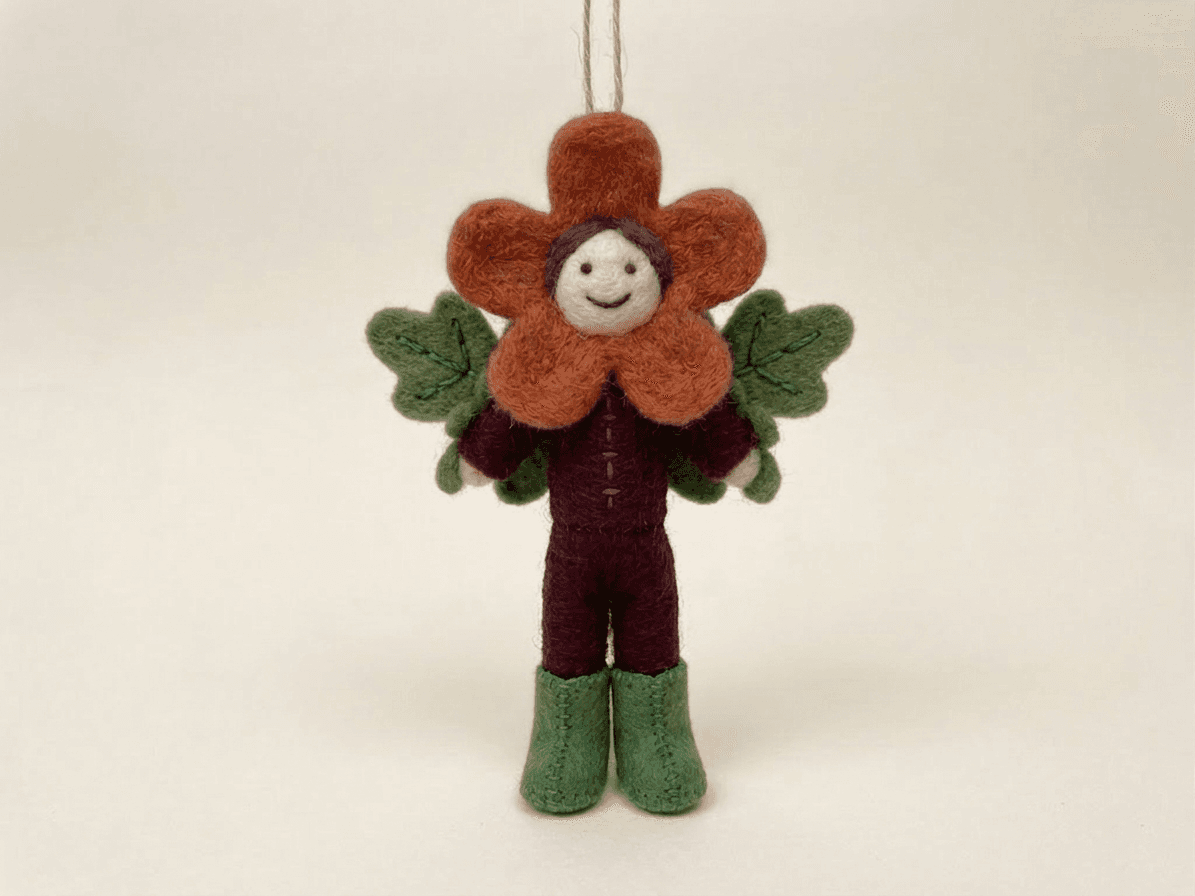 Handmade Felt Flower Sprite - Whimsical Woodland Hanging Ornament - Handmade Felt Product from Nepal