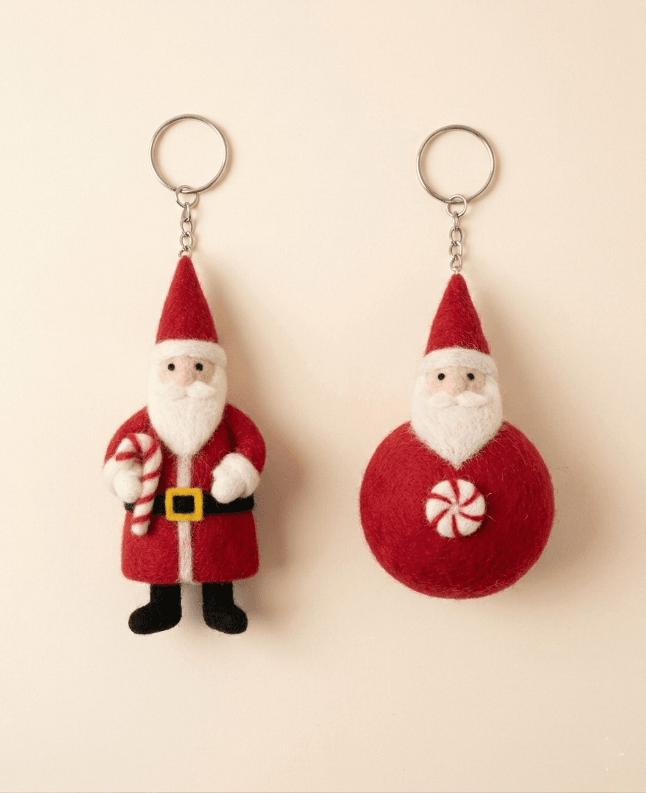 Santa Keychains - Handmade Felt Product from Nepal