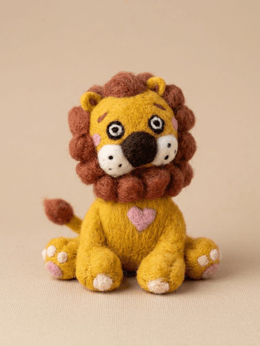 Golden King with Heart Detail - Handmade Felt Product from Nepal