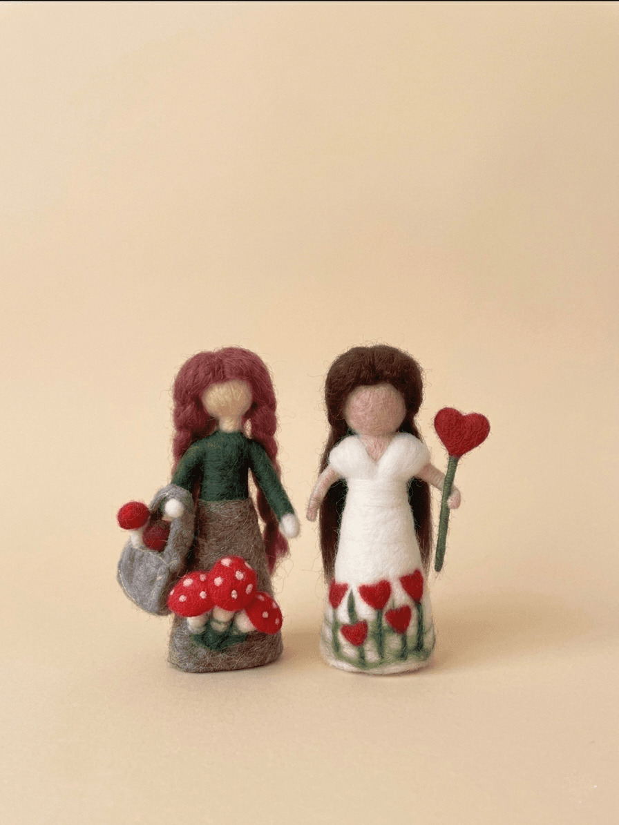 Forest Maiden & Heart Fairy - Handmade Felt Product from Nepal