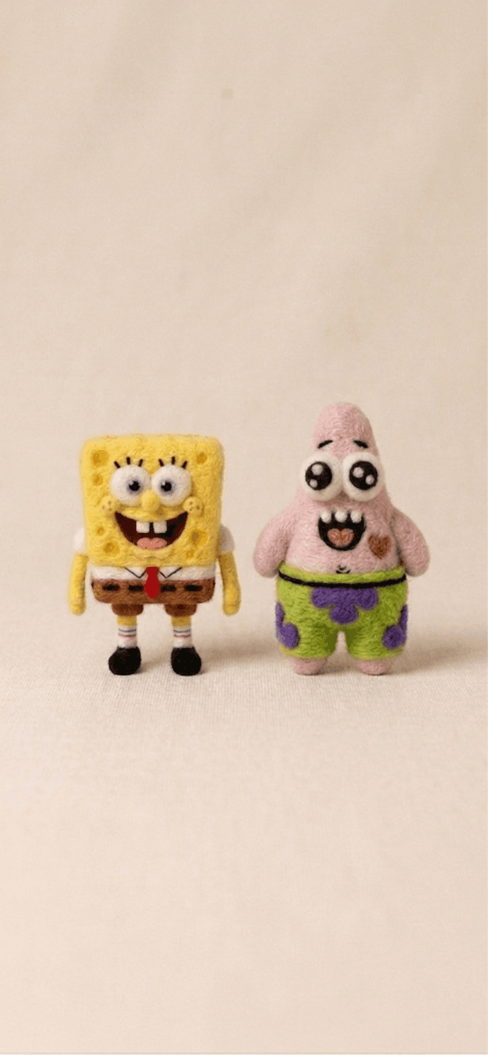Underwater Besties – Hand-Felted Sponge & Starfish Miniature Set - Handmade Felt Product from Nepal