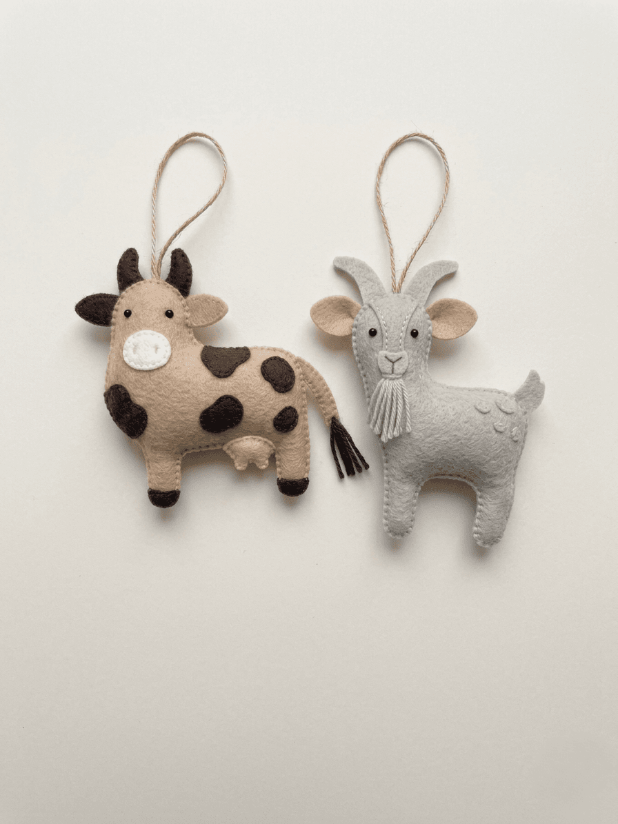 Felt Farm Animal Hanging Ornament - Handmade Felt Product from Nepal