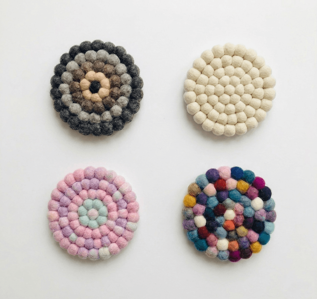 Ball Tea Coaster - Handmade Felt Product from Nepal