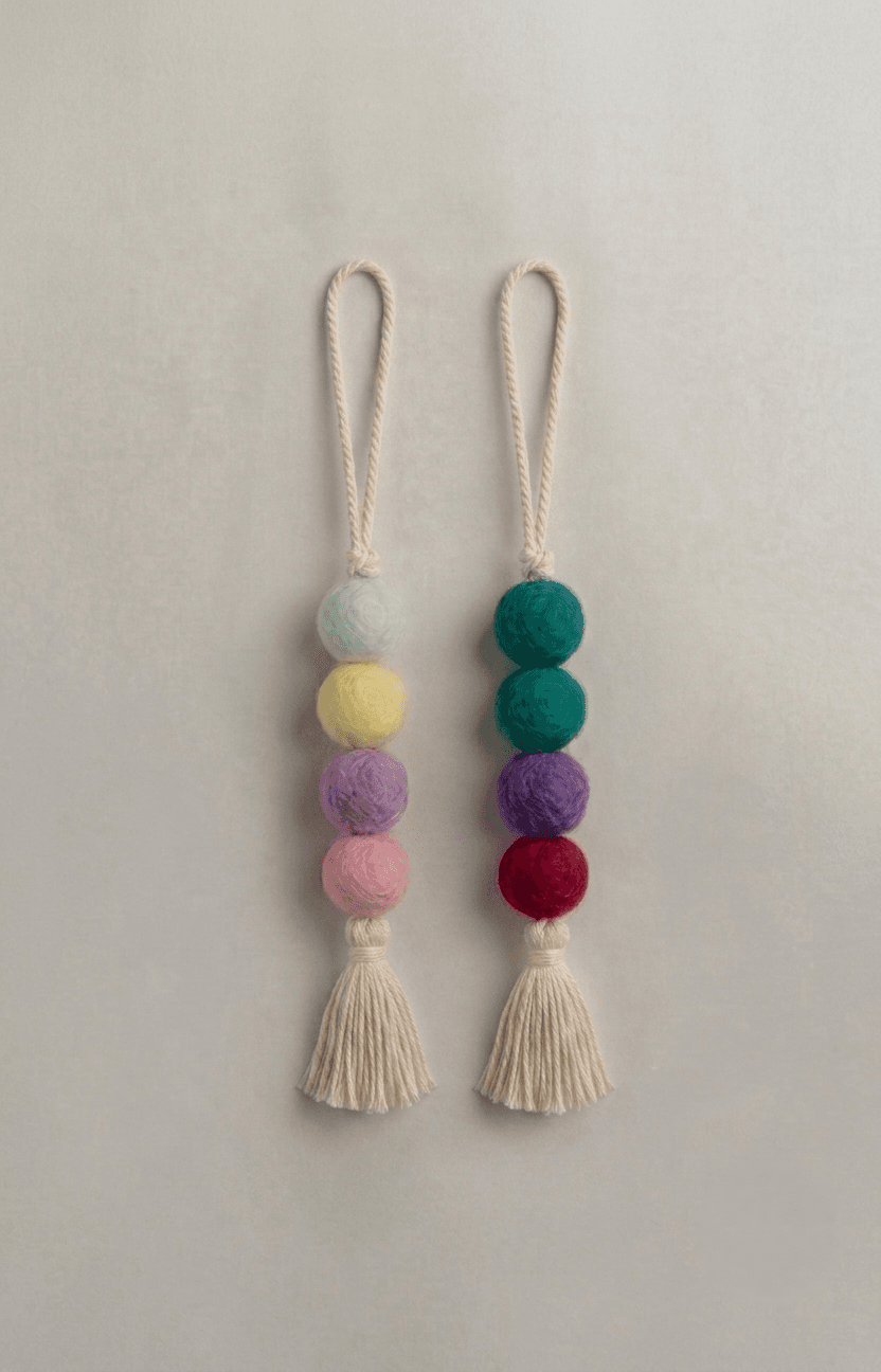 Hanging Wool Felt Ball Essential Oil Diffuser - Handmade Felt Product from Nepal