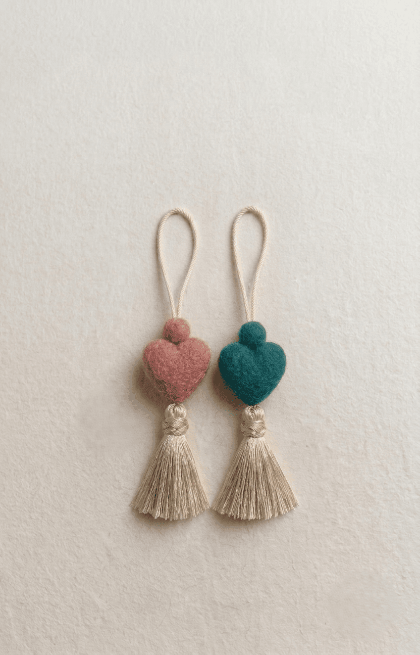 Hanging Wool Felt Heart Essential Oil Diffuser - Handmade Felt Product from Nepal