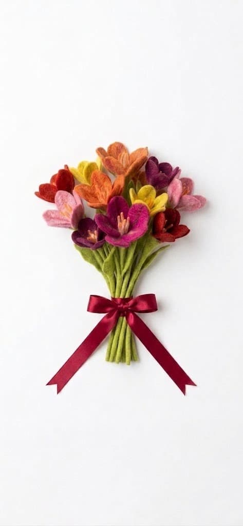 Handmade Wool Felt Spring felt Bouquet - Handmade Felt Product from Nepal