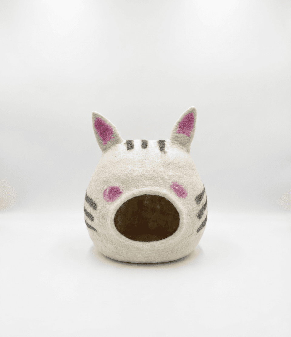 Handmade Felt Zebra Cat Cave Bed - Handmade Felt Product from Nepal