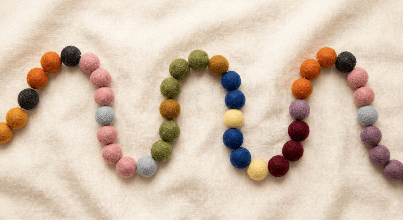 Handmade Rainbow Wool Felt Ball Garland - Handmade Felt Product from Nepal
