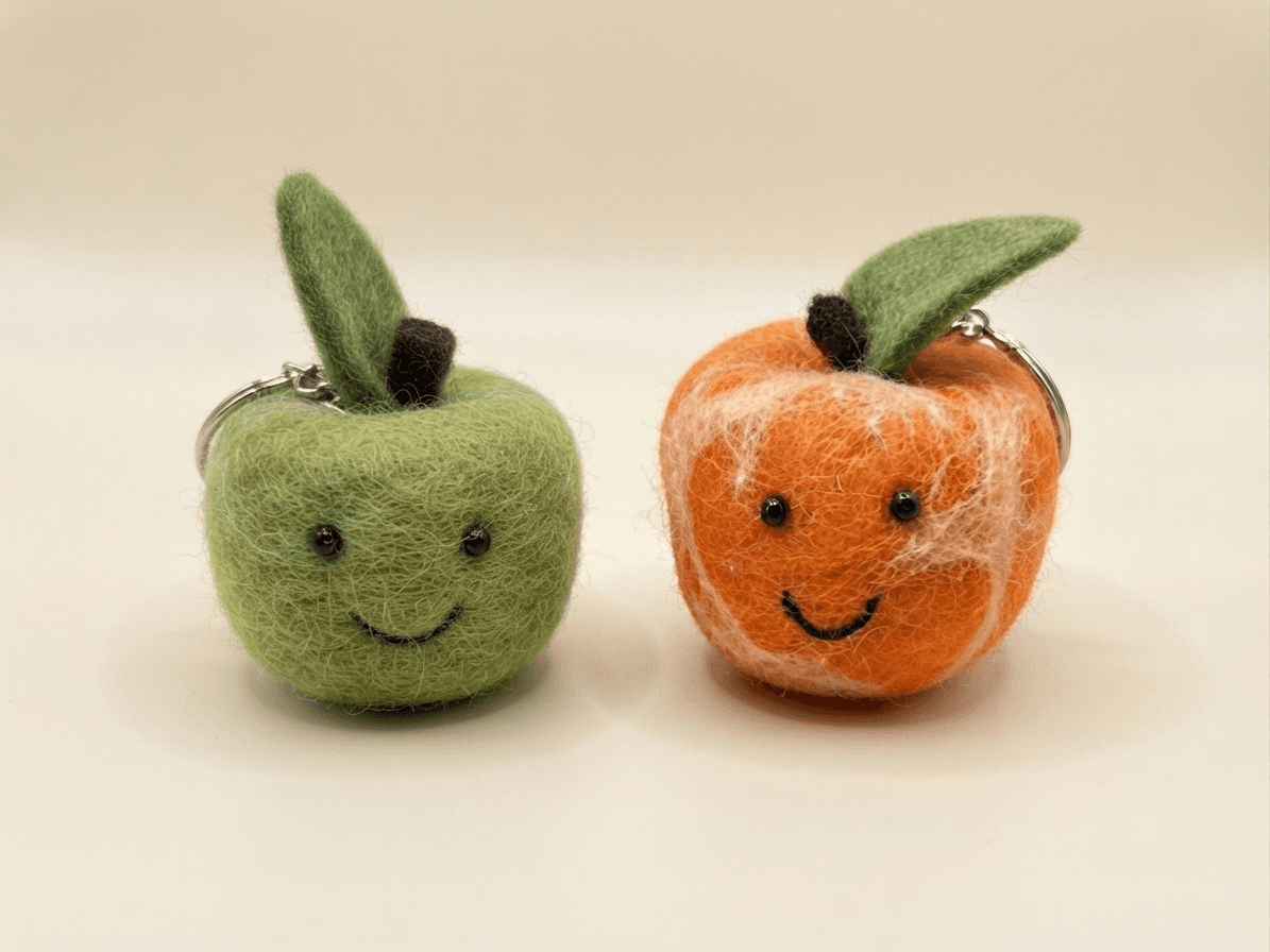 Apple & Orange Felt Keychains - Handmade Felt Product from Nepal