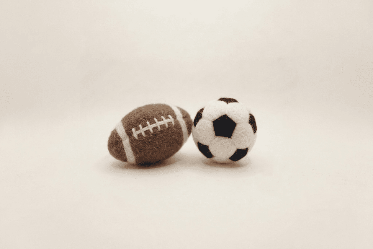 Sports Balls Set (Football & Soccer Ball) - Handmade Felt Product from Nepal