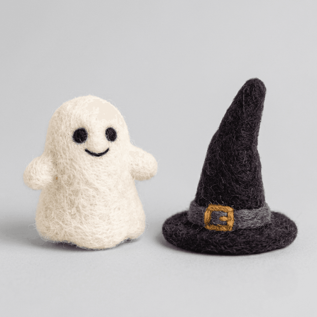 Felt Ghost & Witch Hat Set - Handmade Felt Product from Nepal