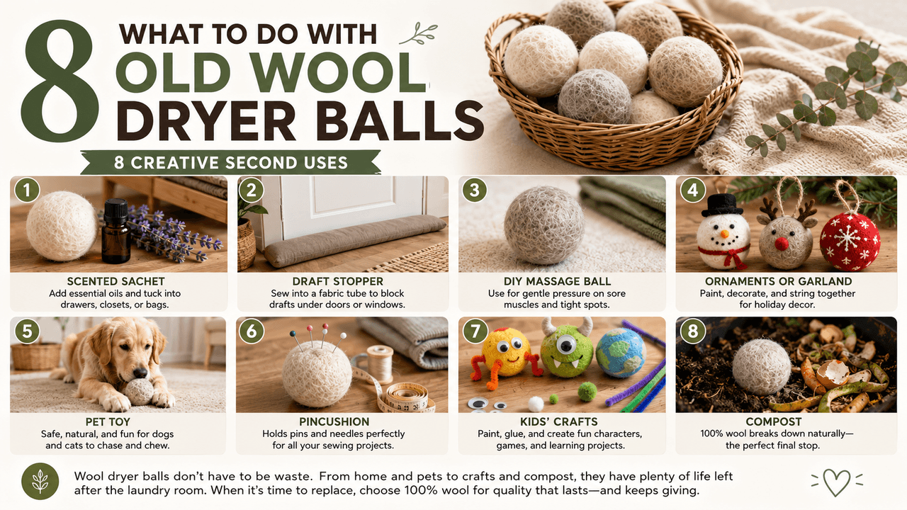 What to Do With Old Wool Dryer Balls: 8 Creative Second Uses - Felt and Wool Craft Blog