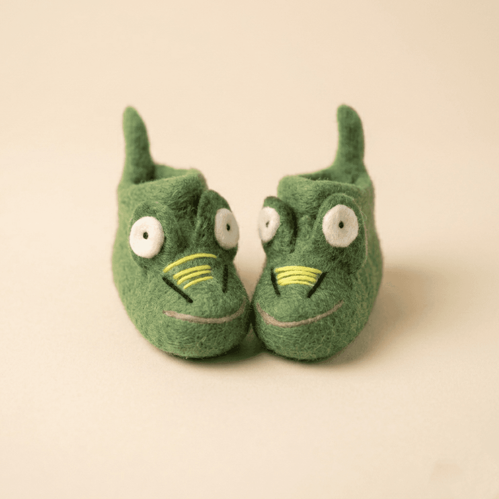 Felt Crocodile Baby Booties - Handmade Felt Product from Nepal