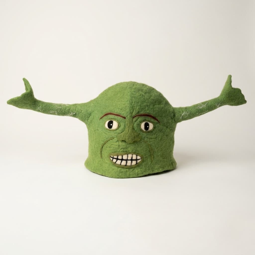Felt Novelty Ogre Character Costume Hat - Handmade Felt Product from Nepal