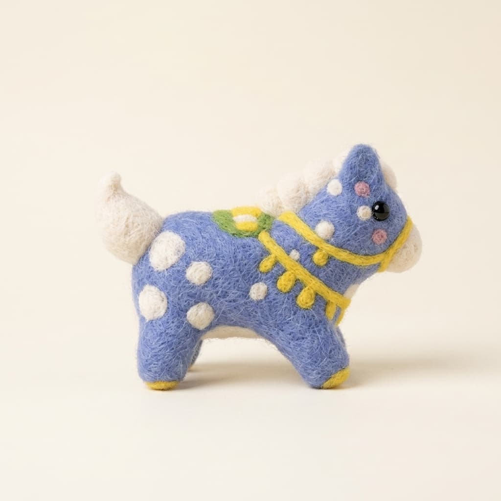 Blue Dala Horse Figurine - Handmade Felt Product from Nepal