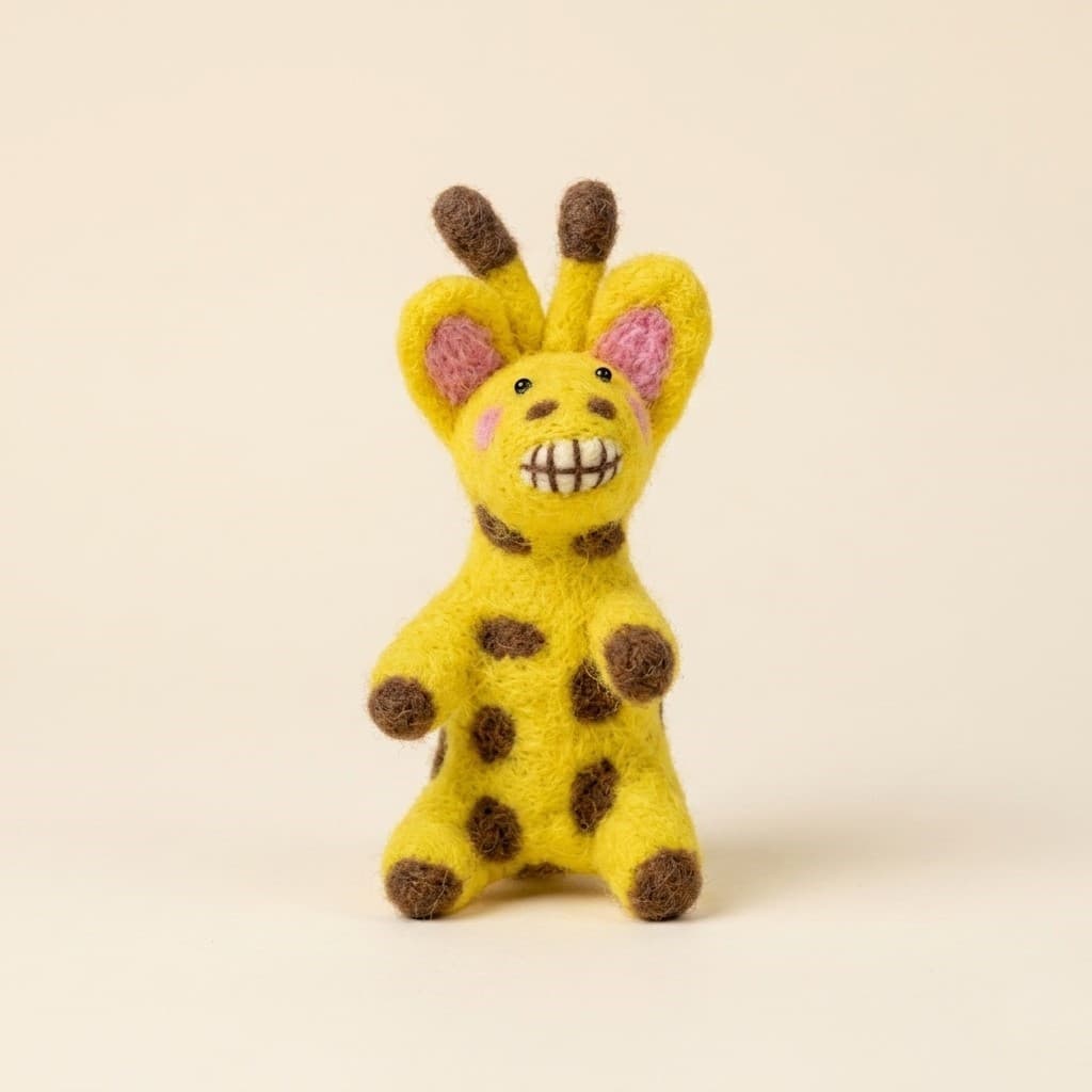 Quirky Giraffe Figurine - Handmade Felt Product from Nepal