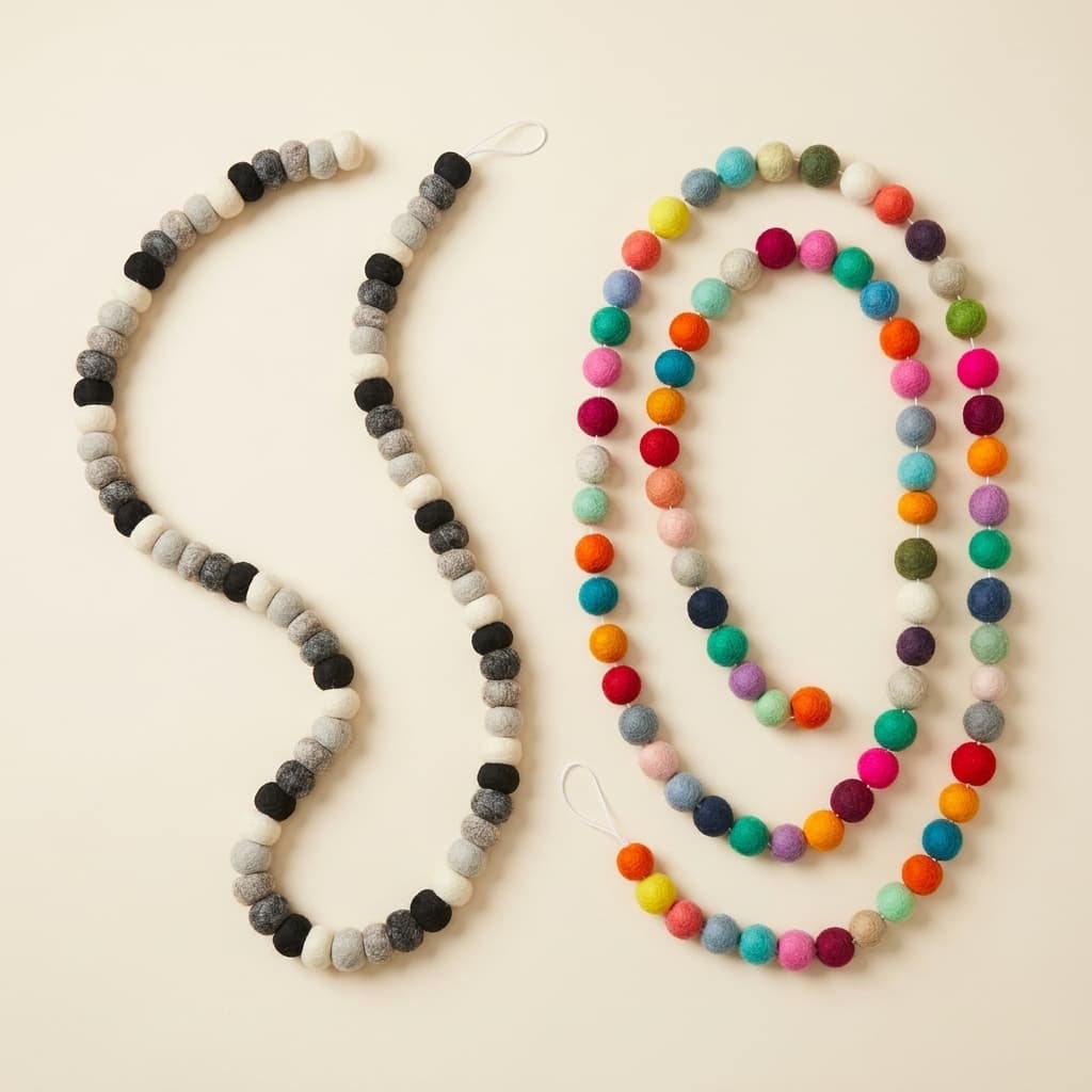 Felt Ball Garland - Handmade Felt Product from Nepal