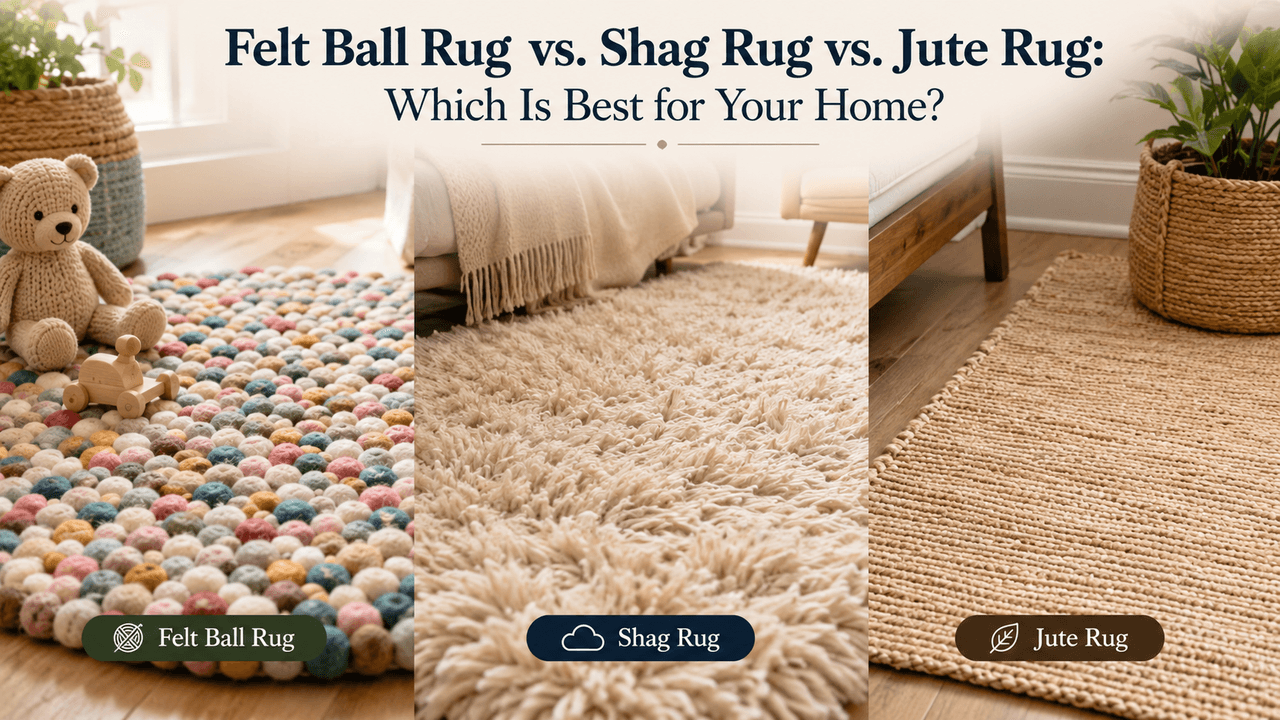 Felt Ball Rug vs. Shag Rug vs. Jute Rug: Which Is Best for Your Home? - Felt and Wool Craft Blog