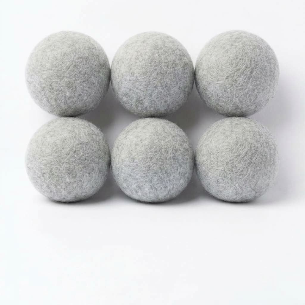 Light Gray Dryer Balls Set (6 Pieces) - Handmade Felt Product from Nepal