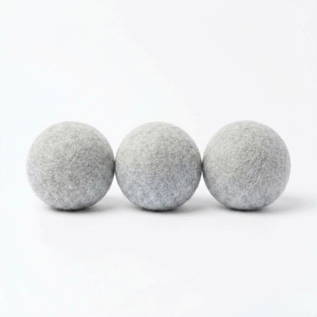 Light Gray Dryer Balls Set (3 Pieces) - Handmade Felt Product from Nepal
