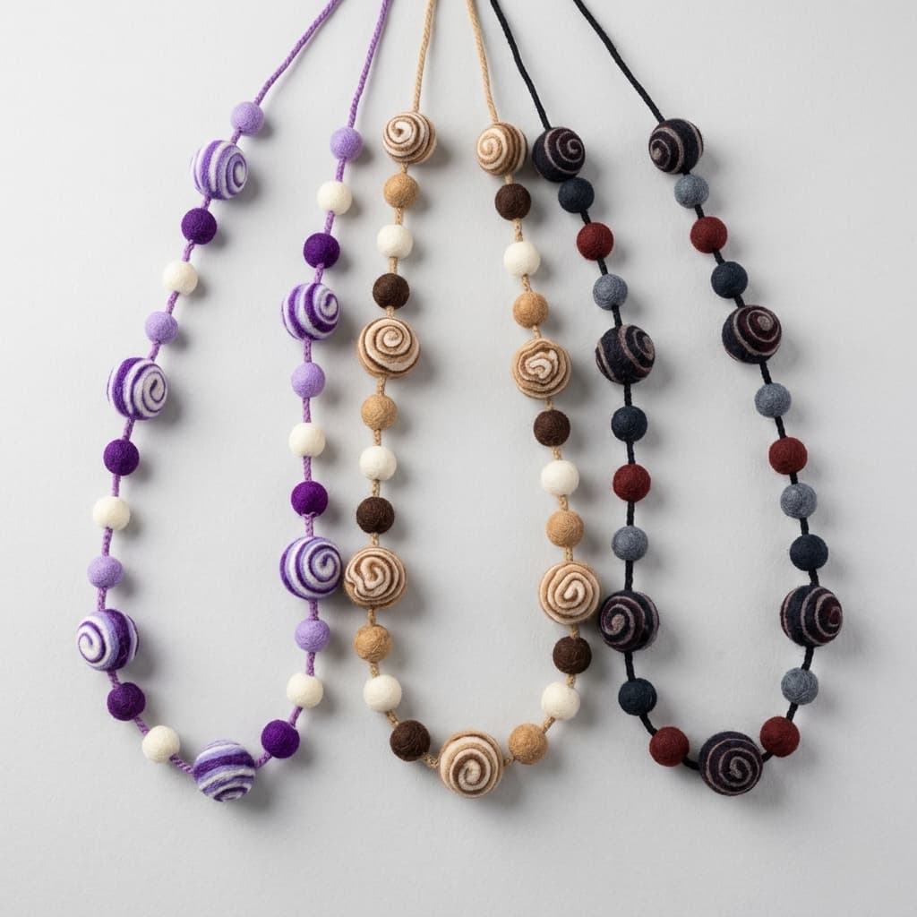Felt Beaded Necklace - Handmade Felt Product from Nepal