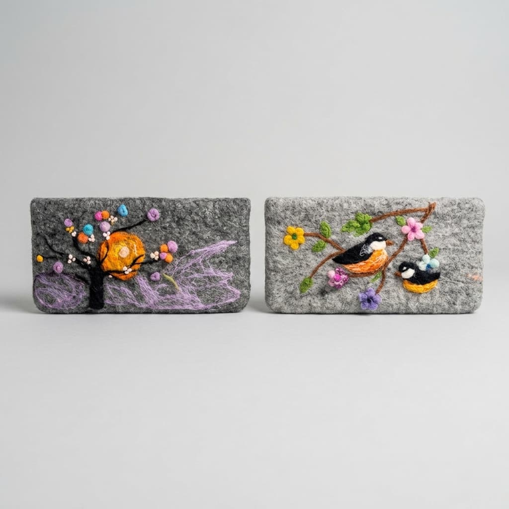Needle-Felted Wool Purse - Handmade Felt Product from Nepal