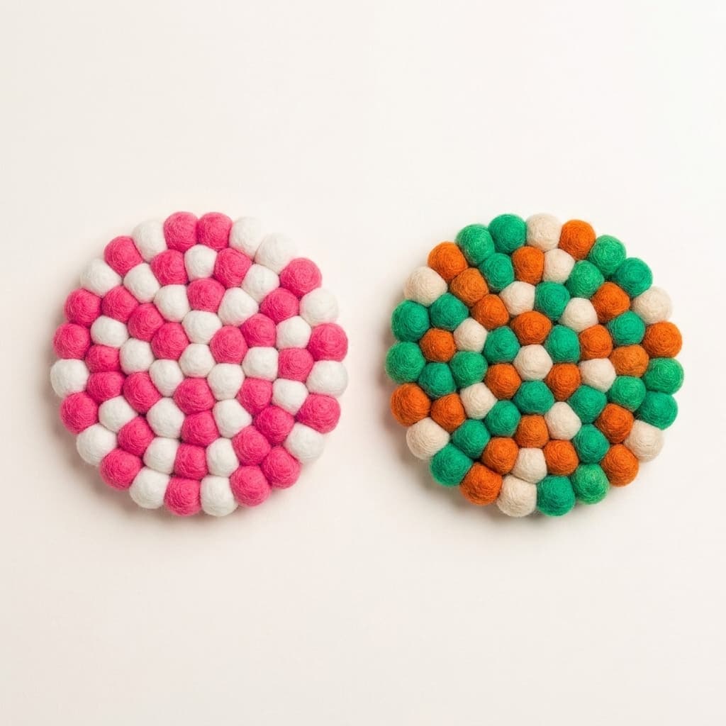 Felt Ball Trivet - Handmade Felt Product from Nepal