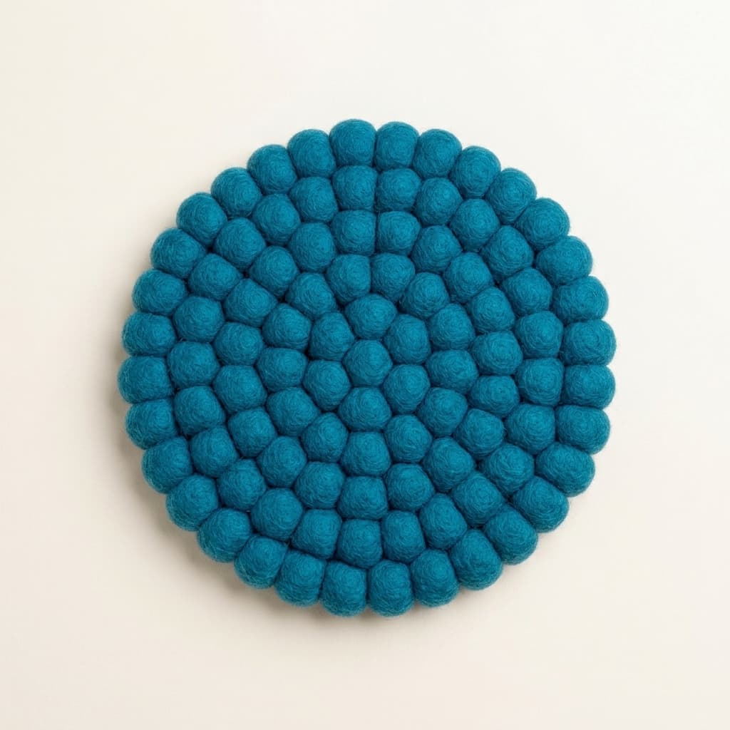 Handcrafted Wool Felt Ball Hot Pot Holder - Handmade Felt Product from Nepal